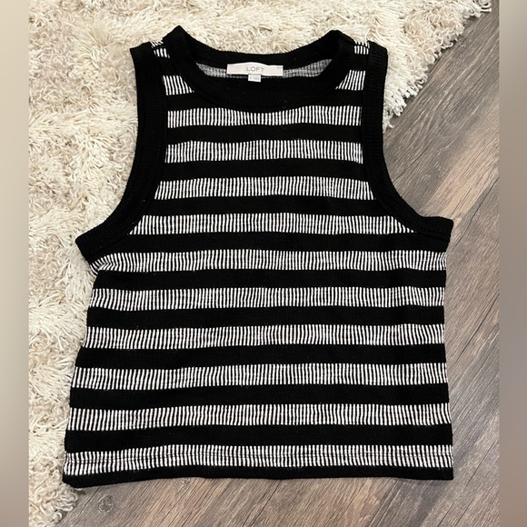 Loft Thick Ribbed Black Striped Dress Tank Top Size Small - Picture 1 of 2